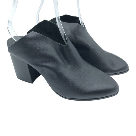 Kelsi Dagger Shoes - Kelsi Dagger Womens Mules Block Heel Leather Slip On Pointed Toe Black Size 9